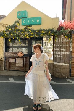 Floral Embroidery Linen Short Sleeve Shirt and Skirt Set for Women - Vintage Summer Outfit, Loose Fit, Boho Style