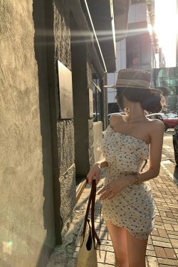 Floral Fairy Chiffon Dress for Women - Summer Asymmetrical Ruffle Bodycon Mini Skirt - Trendy Y2K Style