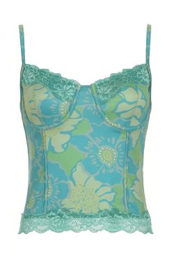 Floral Mesh Skirt for Women - Low Waist Slim Fit Long Pants - Summer Island Rose Design - Vacation Ready Mint Green Style