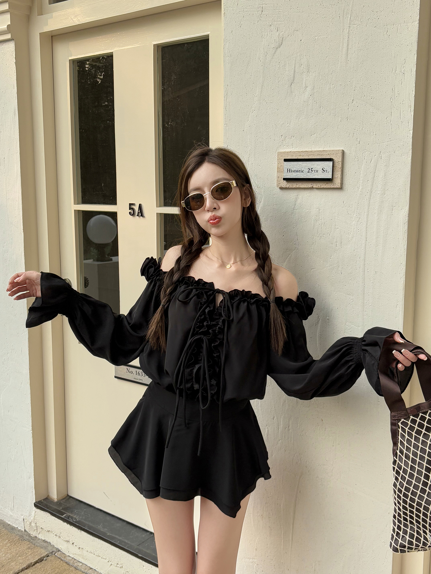 Floral One-Shoulder Chiffon Shirt Dress for Women - Lightweight, Waist-Cinching, Sweet Spring/Summer Style Short Skirt Floral One-Shoulder Chiffon Shirt Dress for Women - Lightweight, Waist-Cinching, Sweet Spring/Summer Style Short Skirt