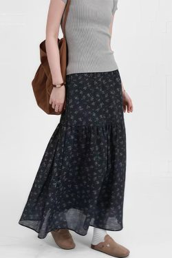Floral Plus Size A-Line Long Skirt for Women, Summer 2025 Lightweight Style, Flattering Design to Hide Belly