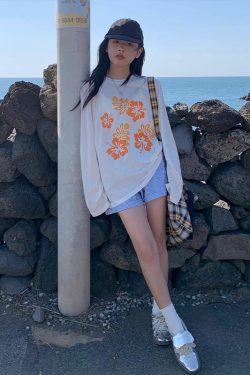 Floral Print Long Sleeve T-Shirt for Women - American Style Loose Round Neck Sun Protection Cover-Up - Summer Thin Top