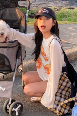 Floral Print Long Sleeve T-Shirt for Women - American Style Loose Round Neck Sun Protection Cover-Up - Summer Thin Top