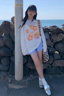 Floral Print Long Sleeve T-Shirt for Women - American Style Loose Round Neck Sun Protection Cover-Up - Summer Thin Top