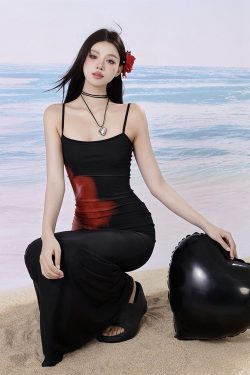 Floral Print Stretch Mesh Bodycon Mermaid Slip Dress with Waist-Cinching Design - Perfect for 90s and Y2K Style Enthusiasts