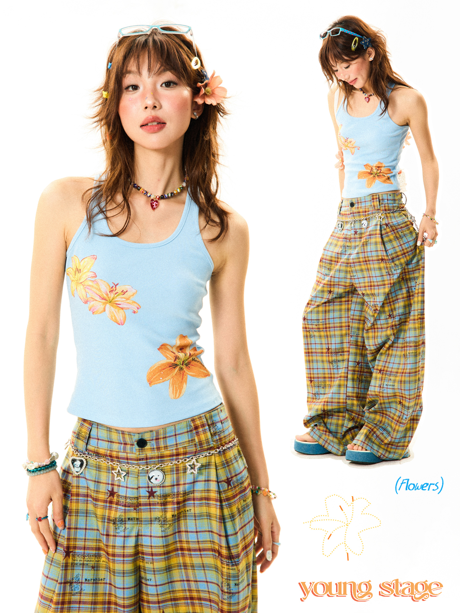 Floral Print Tank Top for Women - Sweet and Spicy Summer Slim Fit - American Style, 90s Inspired, Casual Fashion Top Floral Print Tank Top for Women - Sweet and Spicy Summer Slim Fit - American Style, 90s Inspired, Casual Fashion Top