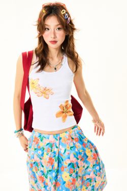 Floral Print Tank Top for Women - Sweet and Spicy Summer Slim Fit - American Style, 90s Inspired, Casual Fashion Top