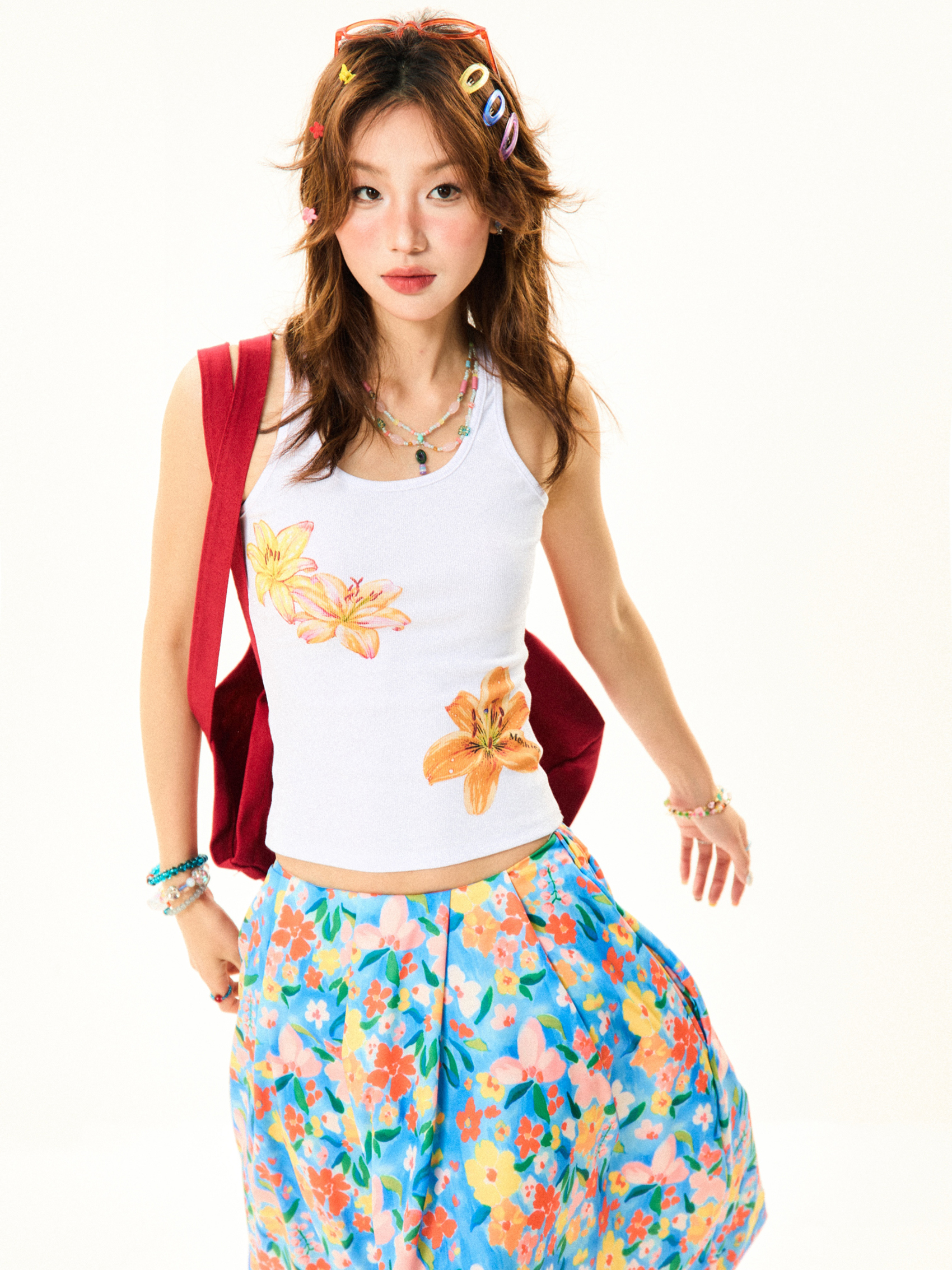 Floral Print Tank Top for Women - Sweet and Spicy Summer Slim Fit - American Style, 90s Inspired, Casual Fashion Top Floral Print Tank Top for Women - Sweet and Spicy Summer Slim Fit - American Style, 90s Inspired, Casual Fashion Top