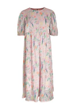 Floral Puff Sleeve A-Line Dress - Women's Vintage Summer Dress with Loose Fit, Romantic Style, Perfect for 90s and Y2K Looks