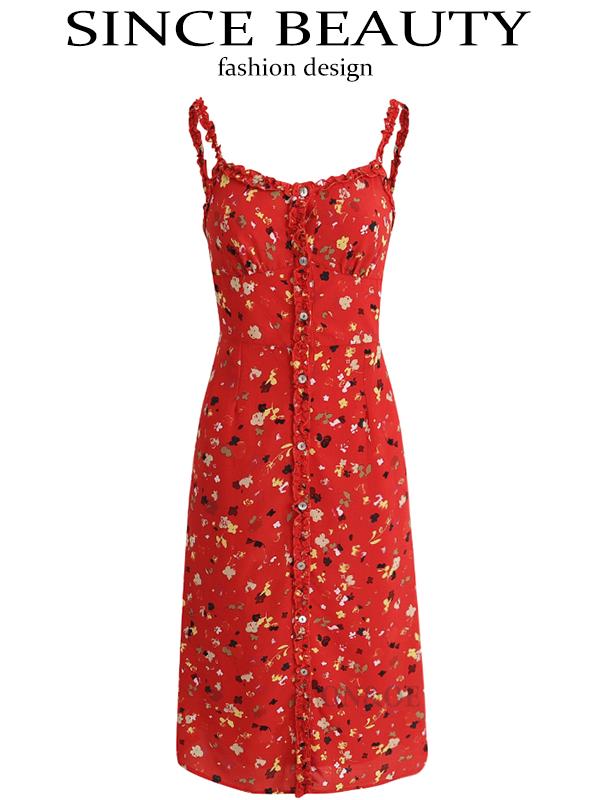Floral Red Long Dress for Women - French-Style Summer Vacation Dress 2025, Celebrity-Inspired, Perfect for 90s and Y2K Fashion Floral Red Long Dress for Women - French-Style Summer Vacation Dress 2025, Celebrity-Inspired, Perfect for 90s and Y2K Fashion