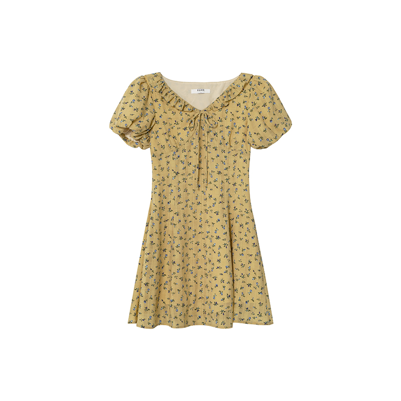 Floral Ruffled V-Neck Dress for Women, Tie Waist-Cinching, Mid-Length A-Line, Perfect for 2025 Spring and Summer Fashion Floral Ruffled V-Neck Dress for Women, Tie Waist-Cinching, Mid-Length A-Line, Perfect for 2025 Spring and Summer Fashion