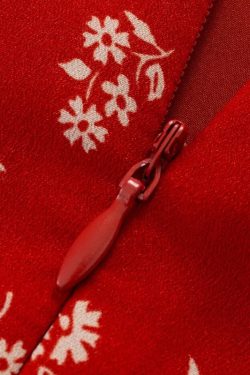 Floral Slimming Short Red Spaghetti Strap Dress - 2025 Summer French Vacation Style for Women, Perfect for Y2K and 90s Fashion Fans