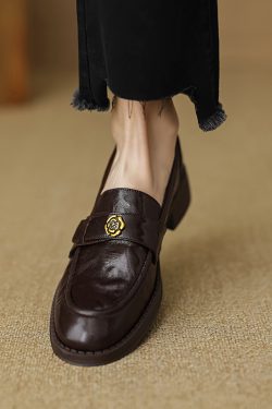 Floral Slip-On Loafers for Women - Italian-Style Soft-Soled Genuine Leather Shoes for Comfort