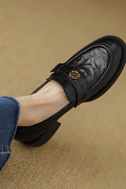 Floral Slip-On Loafers for Women - Italian-Style Soft-Soled Genuine Leather Shoes for Comfort