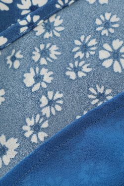 Floral Spaghetti Strap Vacation Mini Dress for Women - Petite Blue 2025 Summer French Style