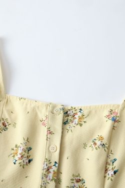 Floral Square Collar Sleeveless Top for Women - Sweet Wind French Style Slim Fit Ruffle Edge Vest for Summer