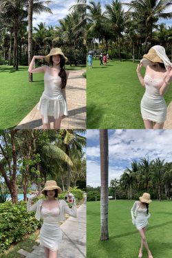 Floral Three-Piece Set for Women - Summer Slimming Camisole, Cardigan, and Dress - Y2K Style, Young Girl's Poetry Design