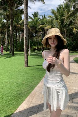 Floral Three-Piece Set for Women - Summer Slimming Camisole, Cardigan, and Dress - Y2K Style, Young Girl's Poetry Design