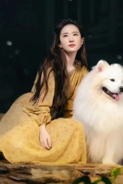 Floral V-Neck Dress for Women - Long Sleeve Printed 2025 Spring Style, Liu Yifei Inspired, Trendy Korean Fashion