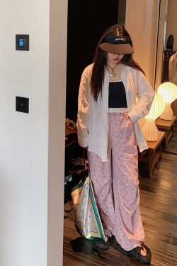 Floral Wide-Leg Pants for Women - 2025 Summer Loose Fit Plus Size Slimming Style - Trendy Y2K Fashion