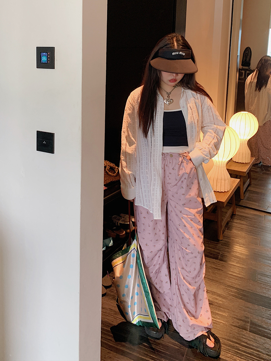 Floral Wide-Leg Pants for Women - 2025 Summer Loose Fit Plus Size Slimming Style - Trendy Y2K Fashion Floral Wide-Leg Pants for Women - 2025 Summer Loose Fit Plus Size Slimming Style - Trendy Y2K Fashion