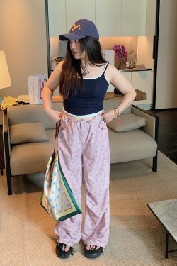 Floral Wide-Leg Pants for Women - 2025 Summer Loose Fit Plus Size Slimming Style - Trendy Y2K Fashion