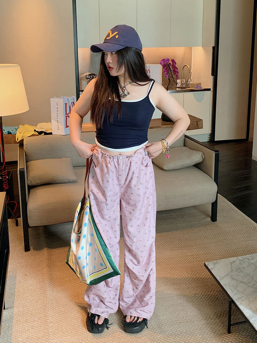 Floral Wide-Leg Pants for Women - 2025 Summer Loose Fit Plus Size Slimming Style - Trendy Y2K Fashion Floral Wide-Leg Pants for Women - 2025 Summer Loose Fit Plus Size Slimming Style - Trendy Y2K Fashion