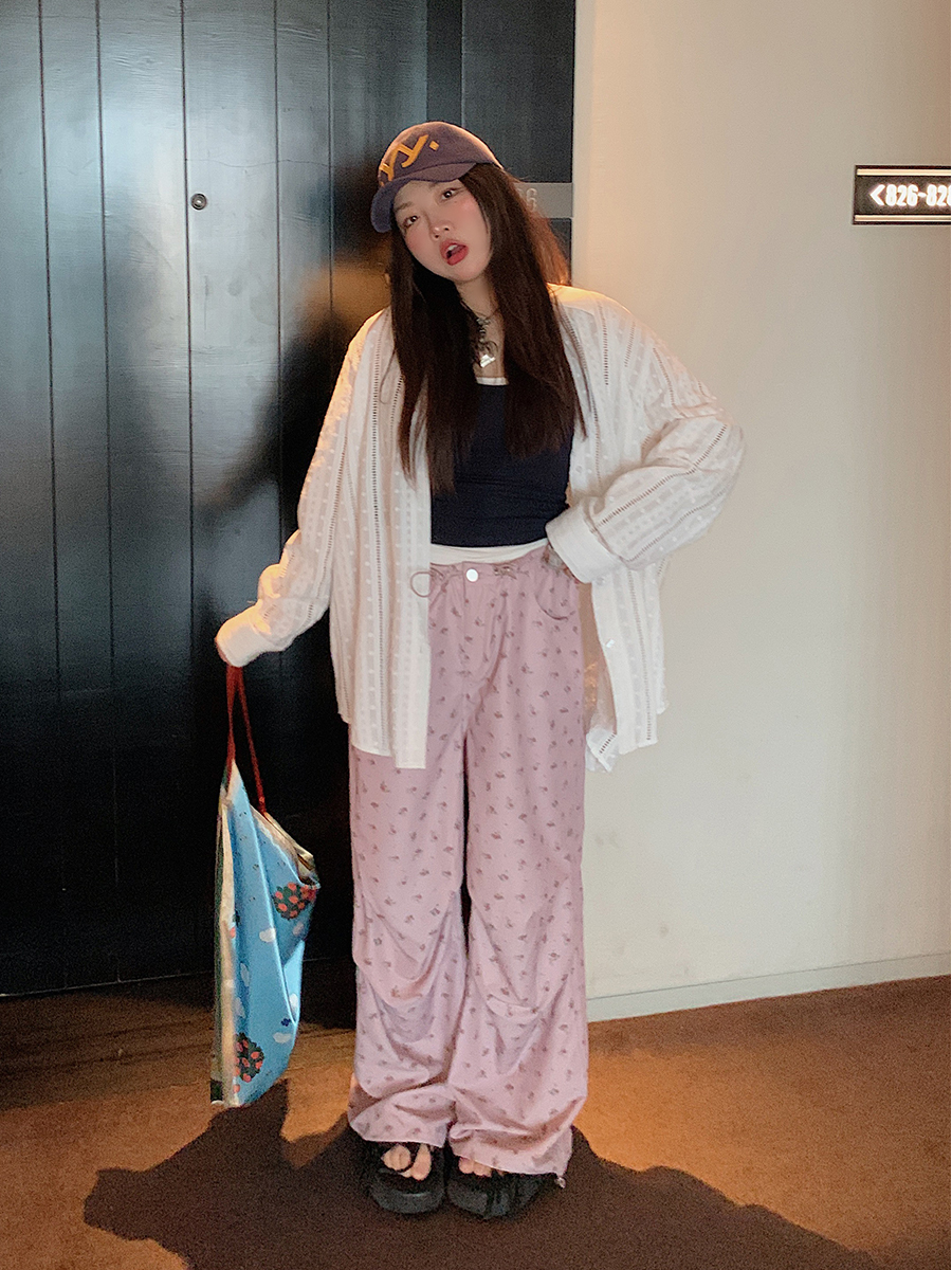 Floral Wide-Leg Pants for Women - 2025 Summer Loose Fit Plus Size Slimming Style - Trendy Y2K Fashion Floral Wide-Leg Pants for Women - 2025 Summer Loose Fit Plus Size Slimming Style - Trendy Y2K Fashion