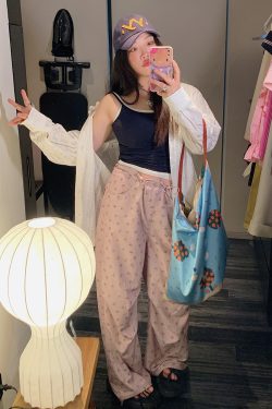 Floral Wide-Leg Pants for Women - 2025 Summer Loose Fit Plus Size Slimming Style - Trendy Y2K Fashion