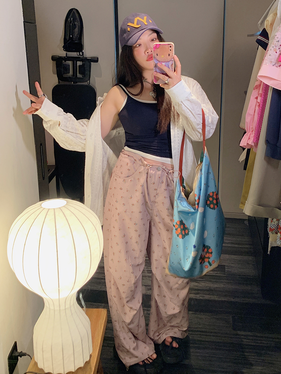 Floral Wide-Leg Pants for Women - 2025 Summer Loose Fit Plus Size Slimming Style - Trendy Y2K Fashion Floral Wide-Leg Pants for Women - 2025 Summer Loose Fit Plus Size Slimming Style - Trendy Y2K Fashion