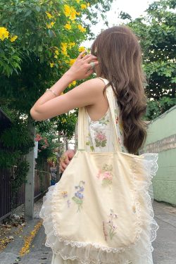 Flower Butterfly Lace Pearl Shimmering Crossbody Bag - Women's Vintage Summer Large Capacity Shoulder Bag