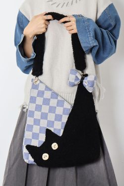 Fluffy Cat Shoulder Bag - Large Capacity Furry Crossbody Purse - Cute Niche Style for Cat Lovers