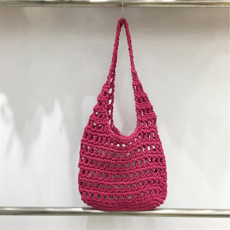 Forest Style Summer Hollow Mesh Tote Bag - Large Capacity Woven Shoulder Bag for Outdoor Adventures Forest Style Summer Hollow Mesh Tote Bag - Large Capacity Woven Shoulder Bag for Outdoor Adventures