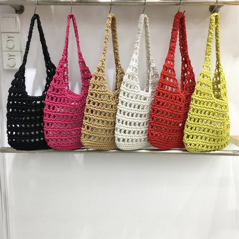 Forest Style Summer Hollow Mesh Tote Bag - Large Capacity Woven Shoulder Bag for Outdoor Adventures Forest Style Summer Hollow Mesh Tote Bag - Large Capacity Woven Shoulder Bag for Outdoor Adventures