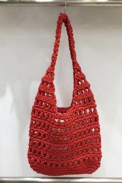 Forest Style Summer Hollow Mesh Tote Bag - Large Capacity Woven Shoulder Bag for Outdoor Adventures