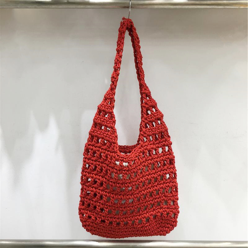 Forest Style Summer Hollow Mesh Tote Bag - Large Capacity Woven Shoulder Bag for Outdoor Adventures Forest Style Summer Hollow Mesh Tote Bag - Large Capacity Woven Shoulder Bag for Outdoor Adventures