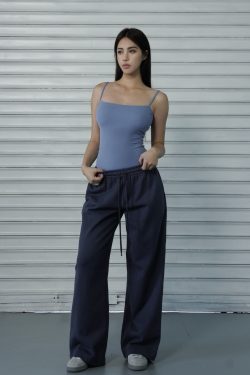 Four-Color Basic Low-Waist Straight-Leg Sweatpants - Versatile Casual Sports Pants for a Slimming Y2K Look