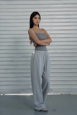 Four-Color Basic Low-Waist Straight-Leg Sweatpants - Versatile Casual Sports Pants for a Slimming Y2K Look