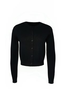 Four-Color Wool Silk Slim-Fit Short Cardigan Sweater - Chic Layering Piece for 90s Inspired Style