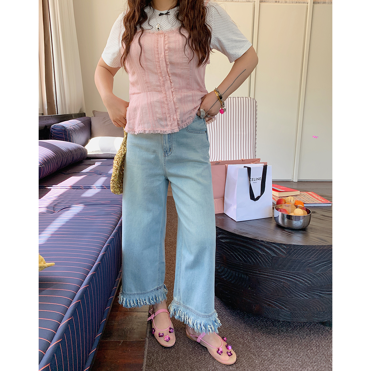 Frayed Denim Cropped Pants for Women – Plus Size Slimming Loose Wide Leg Summer 2025 Fashion Frayed Denim Cropped Pants for Women – Plus Size Slimming Loose Wide Leg Summer 2025 Fashion