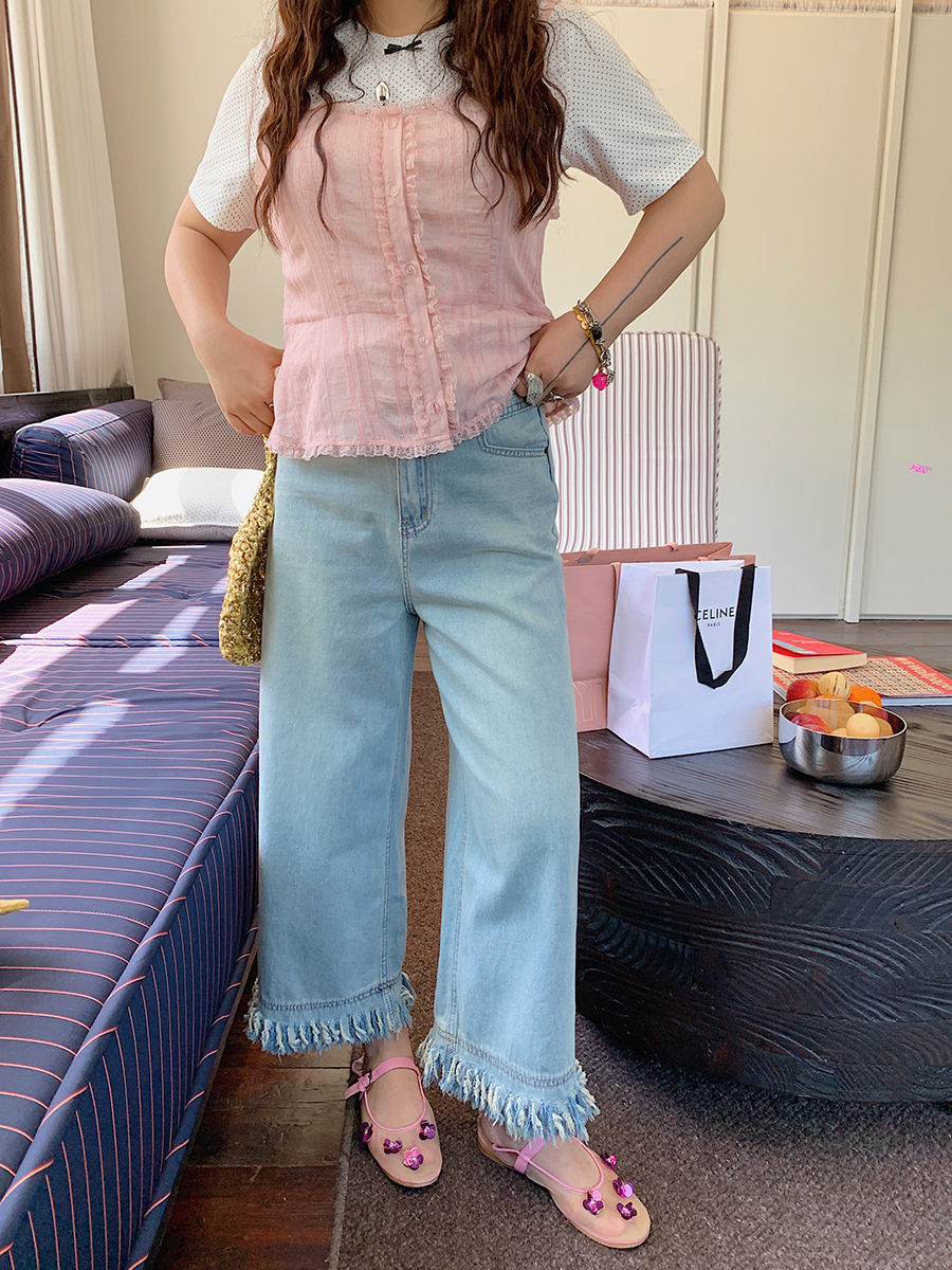 Frayed Denim Cropped Pants for Women – Plus Size Slimming Loose Wide Leg Summer 2025 Fashion Frayed Denim Cropped Pants for Women – Plus Size Slimming Loose Wide Leg Summer 2025 Fashion