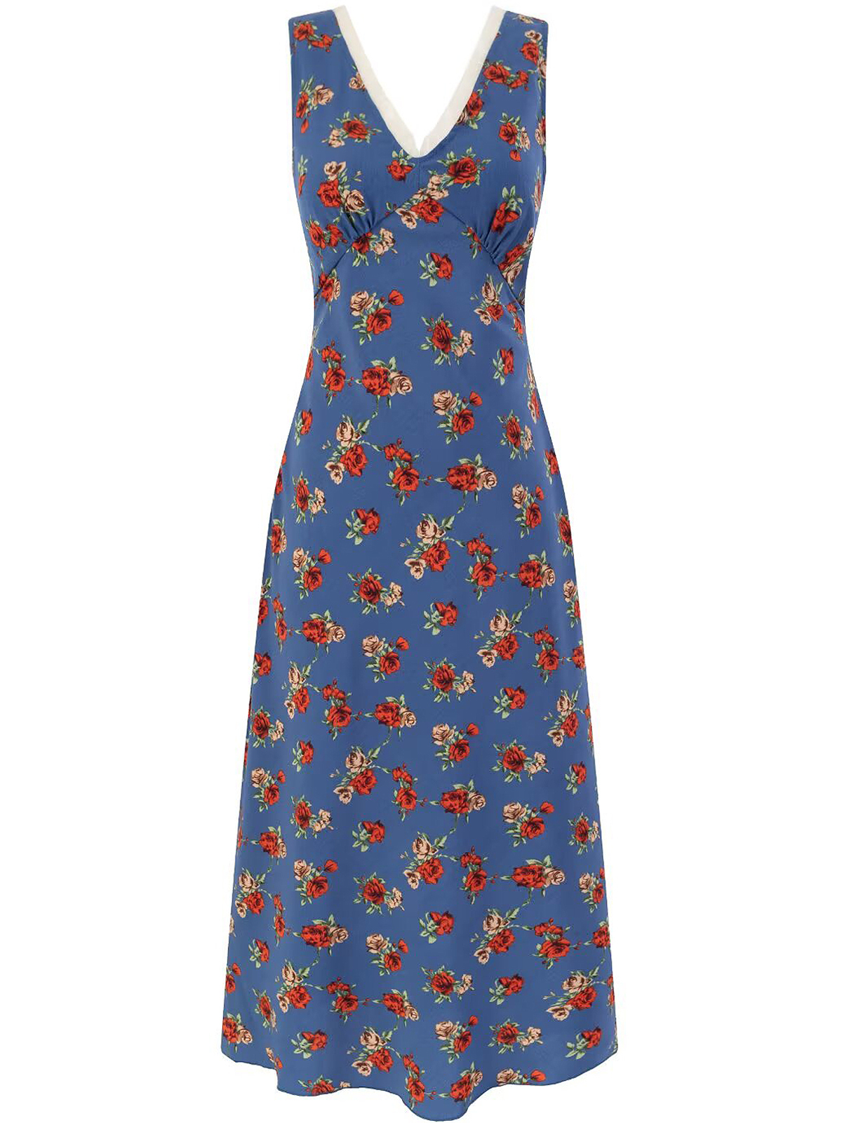French Blue Floral V-Neck Long Dress for Women - Summer 2025 Vacation Style, Elegant and Chic Fashion for Every Occasion French Blue Floral V-Neck Long Dress for Women - Summer 2025 Vacation Style, Elegant and Chic Fashion for Every Occasion