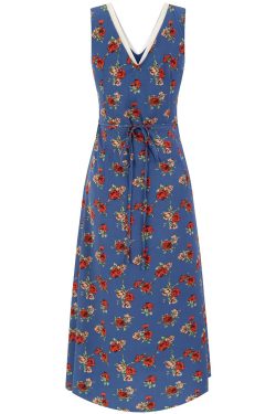 French Blue Floral V-Neck Long Dress for Women - Summer 2025 Vacation Style, Elegant and Chic Fashion for Every Occasion