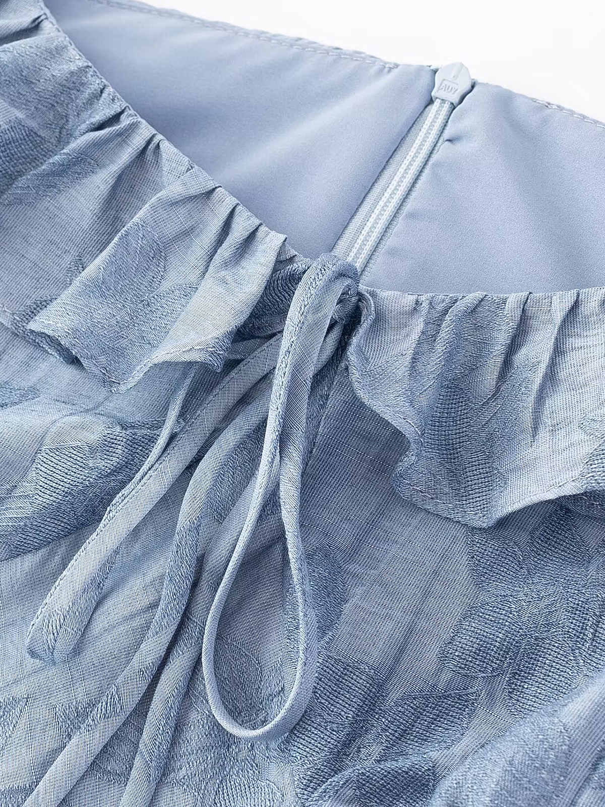 French Blue Ombre Jacquard Ruffled Sleeve Dress for Women - 2025 Summer Vacation Style French Blue Ombre Jacquard Ruffled Sleeve Dress for Women - 2025 Summer Vacation Style