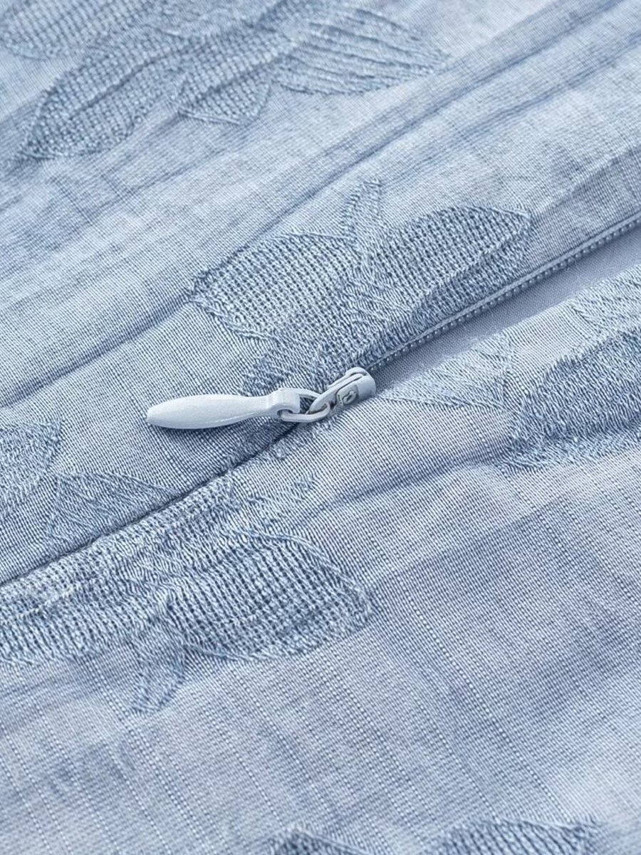 French Blue Ombre Jacquard Ruffled Sleeve Dress for Women - 2025 Summer Vacation Style French Blue Ombre Jacquard Ruffled Sleeve Dress for Women - 2025 Summer Vacation Style