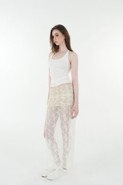 French Lace Jacquard Tie Cardigan and High-Slit Skirt Set - Chic 90s Inspired Women's Fashion Ensemble