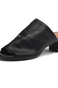 French Minimalist Genuine Leather Half-Mule Mid-Heel Open-Toe Sandals - Italian Style Summer Footwear