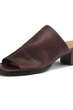 French Minimalist Genuine Leather Half-Mule Mid-Heel Open-Toe Sandals - Italian Style Summer Footwear