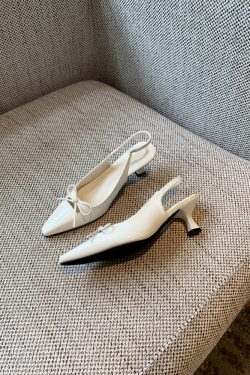 French Pointed Toe Bow Tie Open-Back Sandals for Women - Summer 2025 Thin High Heels, Chic and Elegant Footwear
