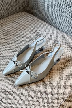 French Pointed Toe Bow Tie Open-Back Sandals for Women - Summer 2025 Thin High Heels, Chic and Elegant Footwear